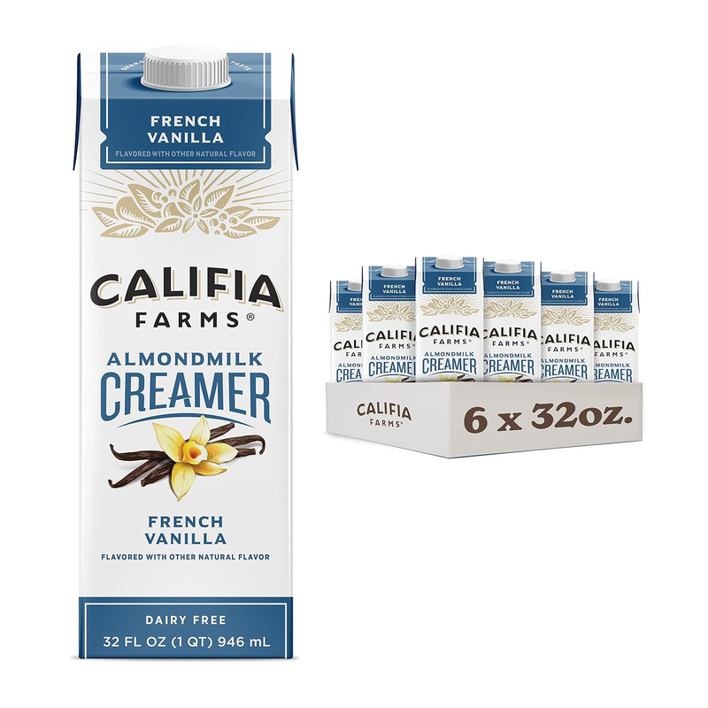 Califia Farms - French Vanilla Almond Milk Coffee Creamer, 32 Oz (Pack of 6), Sh