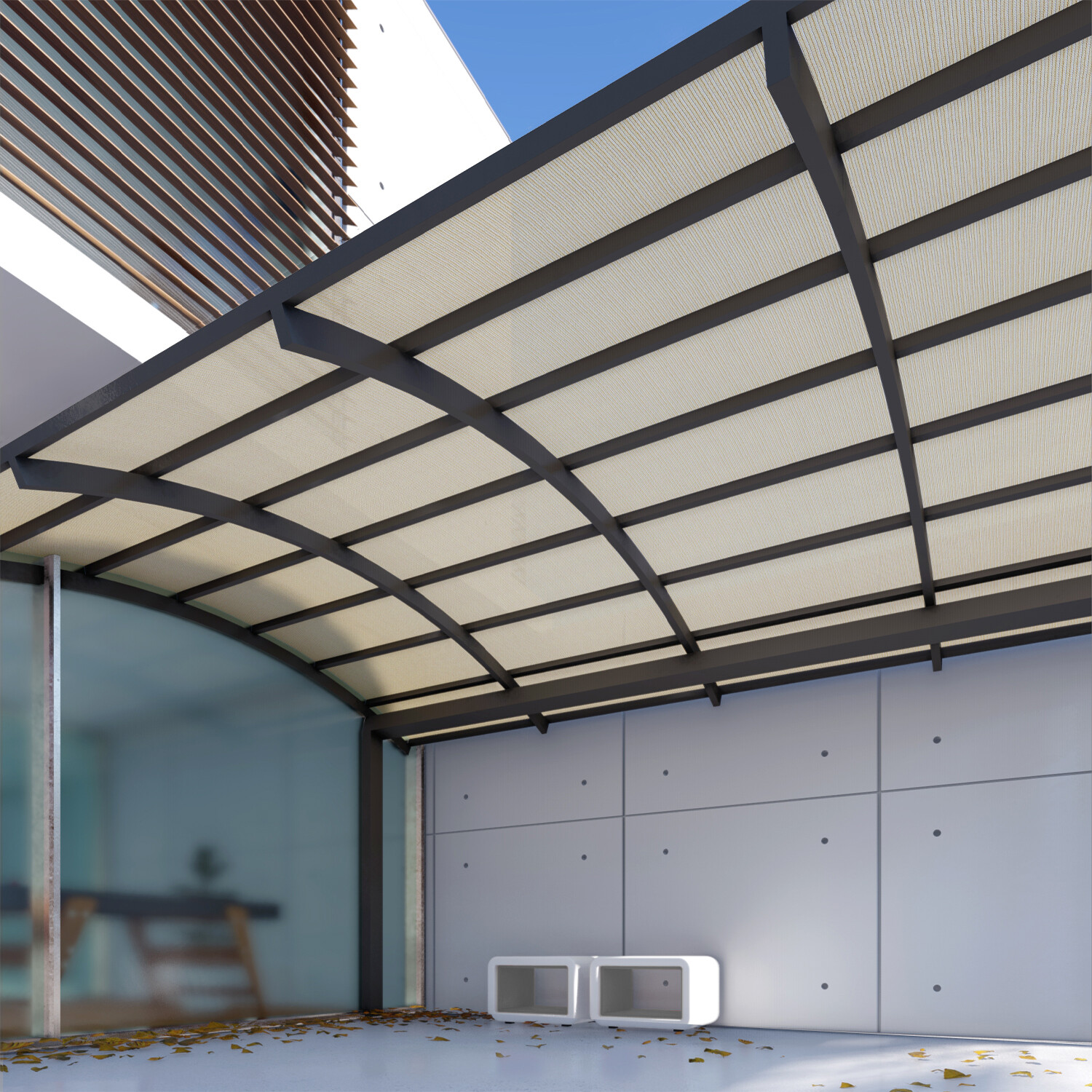 8 FT Fabric Roll Privacy Fence Screen Beige UV Block Yard Patio Sun Shade Cloth