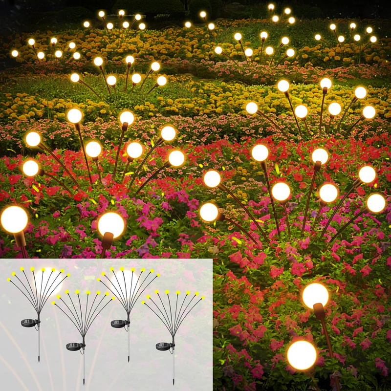 , 4 Pack 32 Led New Upgraded Solar Firefly Lights Outdoor ...