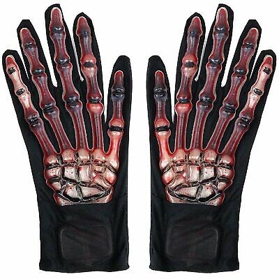 Skeleteen Blood Zombie Skeleton Gloves - Skeleton Hands Realistic Bloody Gloves