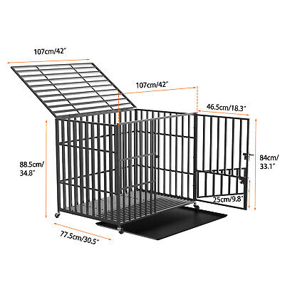 BingoPaw Large Dog Crate 2 Tier Stackable Metal Pet Cage Kennels Steel Lock
