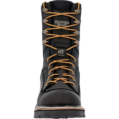 GEORGIA GEORGIA MENS LTX LOGGER WP BLACK LEATHER WORK BOOTS