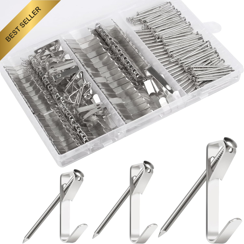 184 Pieces Picture Hanging Kit, 20Lb, 30Lb, and 50Lb Picture Hangers, Metal Pict