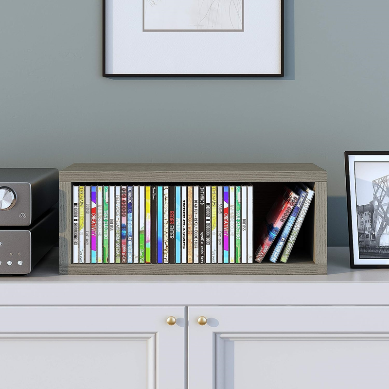 Way Basics Media Storage CD Rack Stackable Organizer - Holds 40 Cds (Grey)