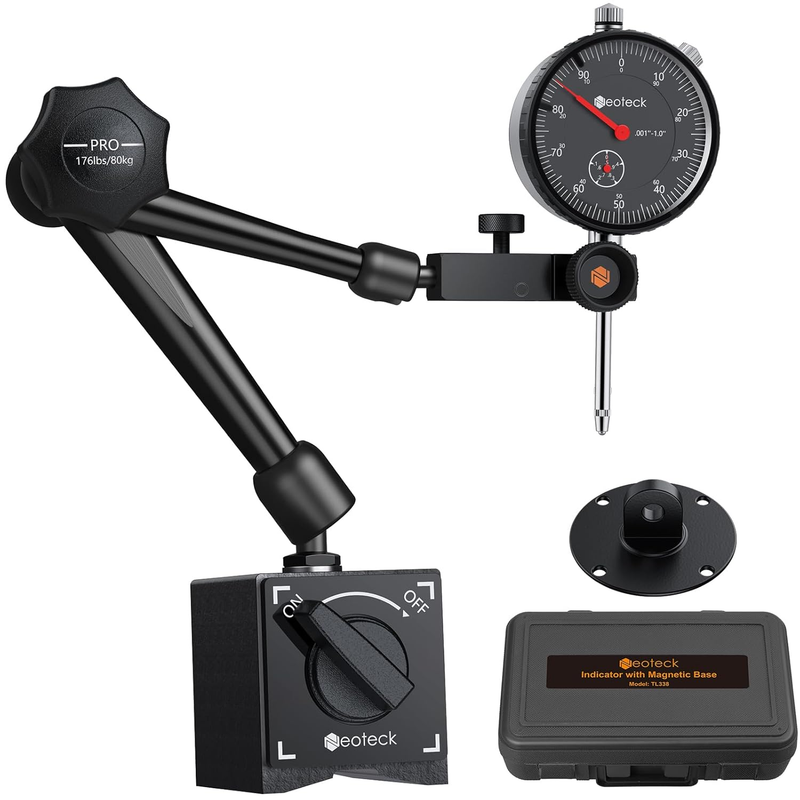 0-1"/0.001" Dial Indicator and Magnetic Base Set with Storage Case, Measuring To