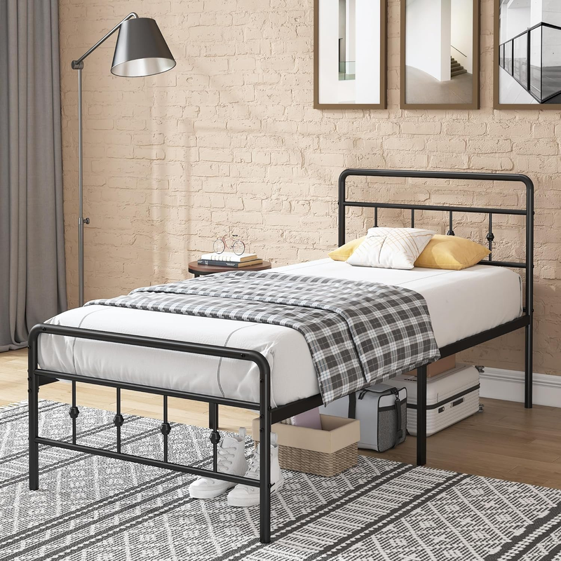 With Headboard And Footboard,16 Inch Bed Frame Twin Vintage Style