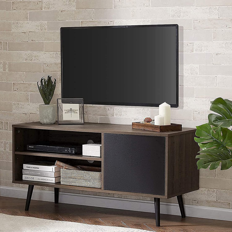 Mid Century Modern TV Stand for 55 Inch Flat Screen, Wood TV Cabinet Media Conso