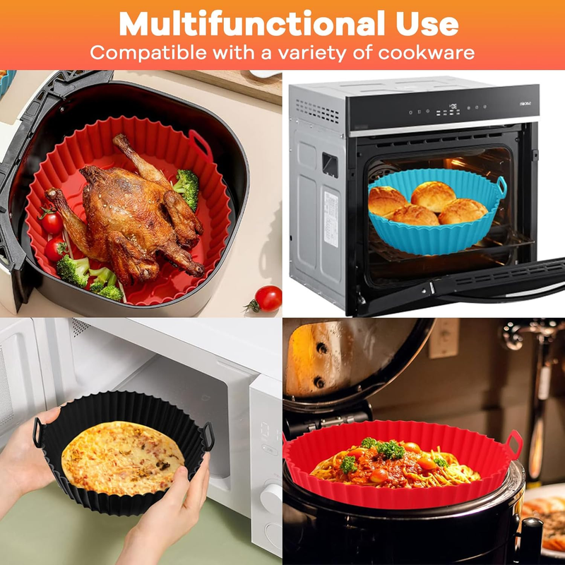 4 Pack Air Fryer Silicone Liner, Reusable Thick Airfryer Liners, Air Fryer Acces