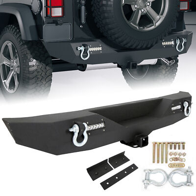 Rear Bumper W/ 2'' Receivers & LED Lights For 2007-2018 Jeep Wrangler JK JKU