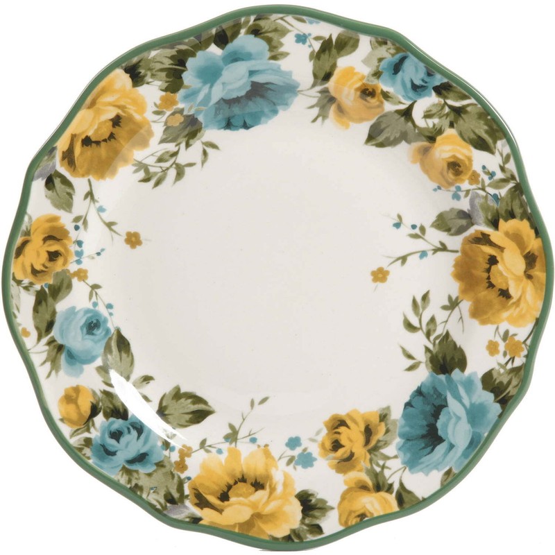 Pioneer Woman Dinnerware Set 12-Piece Rose Shadow Green Ceramic Floral NEW