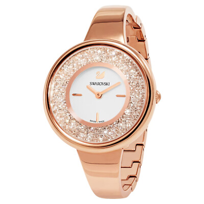 Pre-owned Swarovski Crystalline Pure Watch, Metal Bracelet, White, Rose Gold-tone -5269250