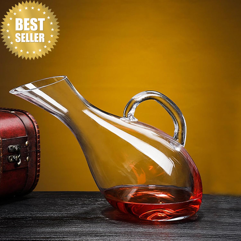Crystal Wine Decanter & Aerator – 100% Lead-Free Glass Carafe, Elegant Wine Deca
