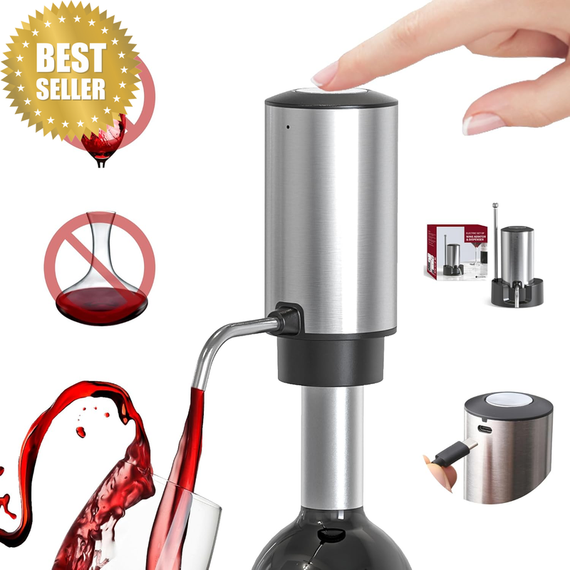 Electric Wine Decanter Automatic Wine Aerator Dispenser Pourer, USB-C Rechargeab