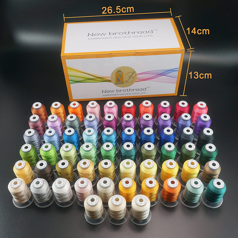 63 Colors Compatible with Brother Polyester Embroidery Machine Thread Kit 500M (