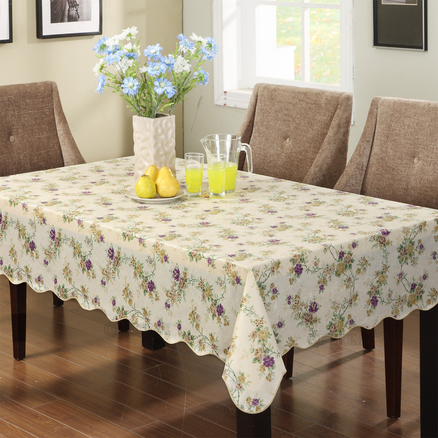 Water Resistant Tablecloth Rectangle Floral Table Cover Indooor and