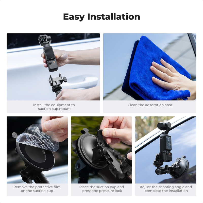 Suction Cup Mount for DJI Osmo Pocket 3, Car Windshield Window Dash Mount Holder