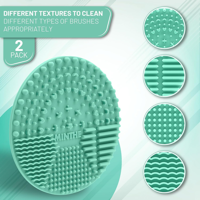 2pcs Makeup Brush Cleaner Mat| Silicone Makeup Brush Cleaning Mat, Brush Cleaner