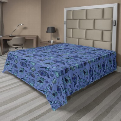 Ambesonne Nautical Pattern Flat Sheet Top Sheet Decorative Bedding 6 Sizes