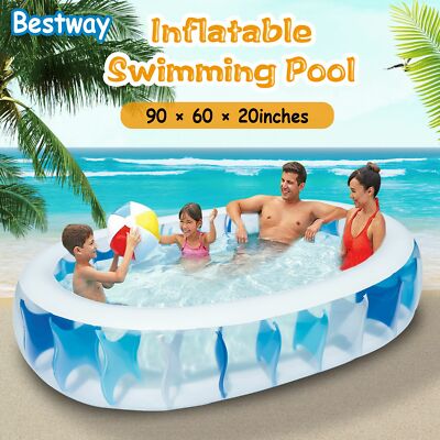 90×60'' Inflatable Swimming Pool Blow Up Family Pool For Kids Foldable Swim Ball