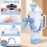 Wututir Stanley Cup Accessories Set,40oz and 30oz Tumbler Accessories Including Bow Straw Topper Cover,2.95in Silicone Bling Boot,Bow Pearl Charms,Water Bottle Handle Strap for Women Gift(Blue)