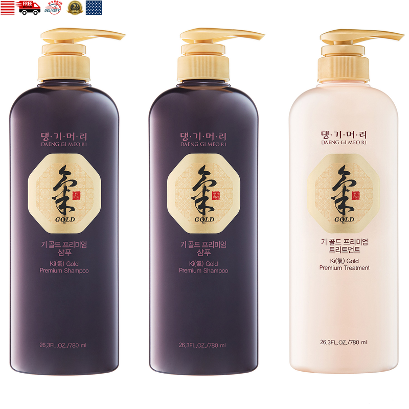 Daeng Gi Meo Ri Ki Gold Premium Shampoo and Treatment Set, 3-Pack, Free Shipping