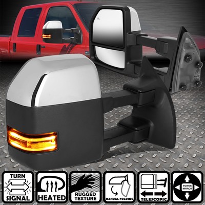 ДЛЯ 08-16 FORD SUPER DUTY С ЭЛЕКТРОПРИВОДОМ + ОБОГРЕВ + СВЕТОДИОДНЫЙ УКАЗАТЕЛЬ ПОВОРОТА БОКОВОЕ БУКСИРОВОЧНОЕ ЗЕРКАЛО ХРОМИРОВАННОЕ