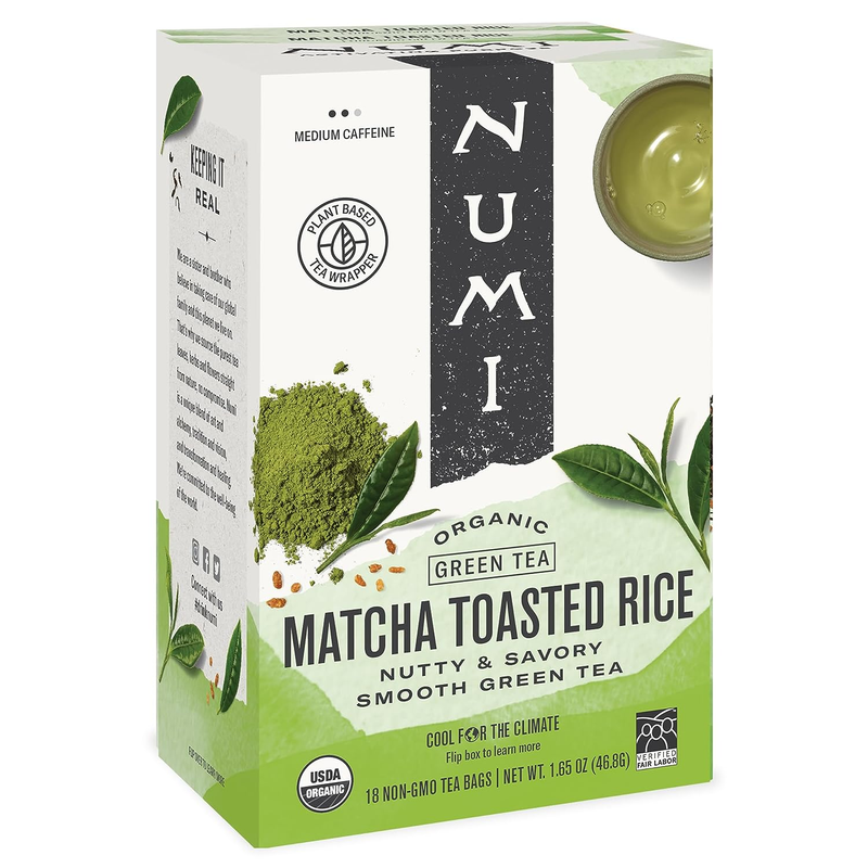, 18 Tea Bags, Organic Genmaicha Green Tea, Caffe