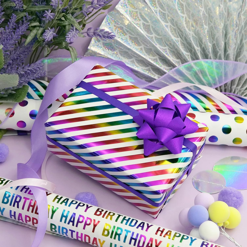 Birthday Wrapping Paper Rolls, Gift Wrapping Paper Mini Roll - 17" X 10 Ft per R