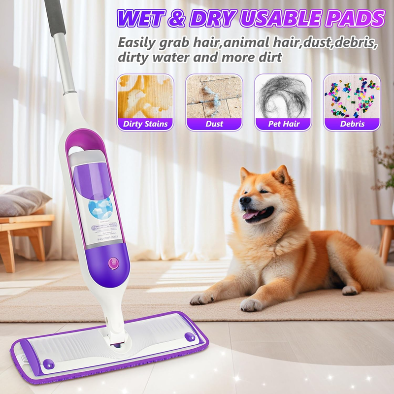 4X Reusable Mop Pads Compatible with Swiffer Powermop - SEVENMAX 15" Microfiber 