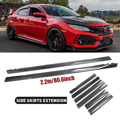Carbon Fiber Side Skirt Rocker Panel Splitter Lip For Honda Civic Hatchback Si A