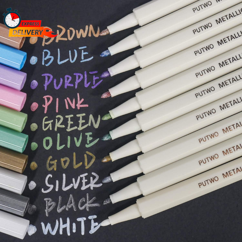 Set of 10 Marker Pens Coloured Pencils DIY for Photo Scrapbook Album Use, Multic