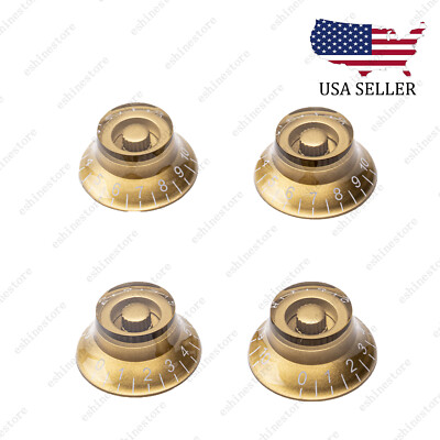 4 Pcs Amber LP Guitar Top Hat Knob Bell Knobs Vintage Style For Les Paul SG