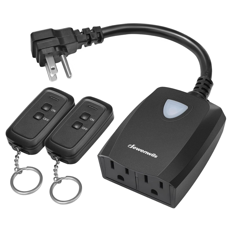 Wireless Remote Control Outdoor Outlet with 2 Remotes, Electrical Plug in Light