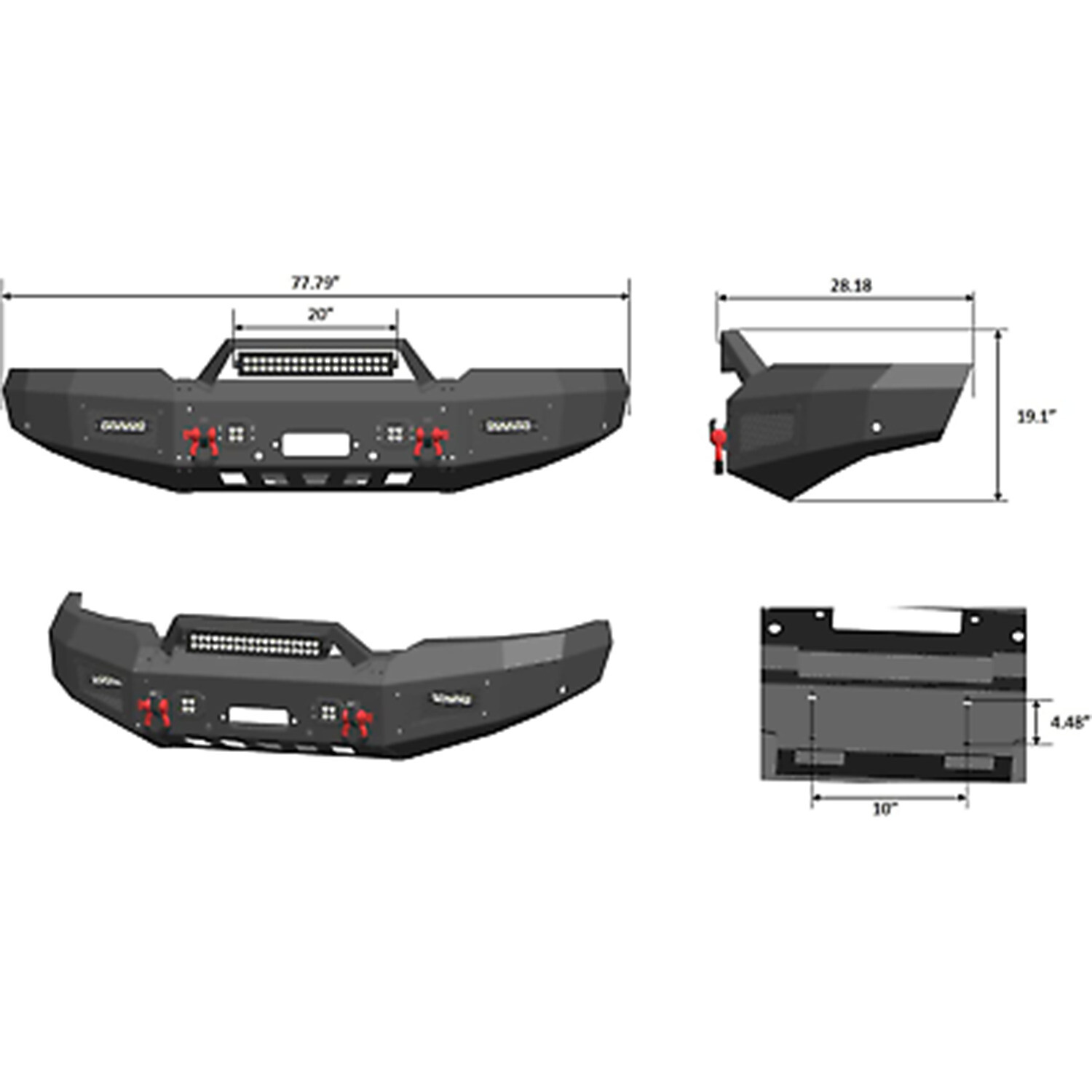 Vijay Fit 1997-2003 Ford F150 Black Front Bumper New w/Winch Plate