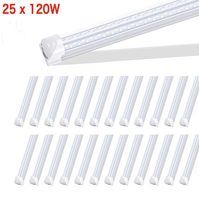 25 PACK Led Shop Light Fixture T8 120 Watts 8 foot Led Tube Light 8FT Warehouse