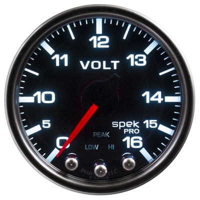 AutoMeter for Spek-Pro Gauge Voltmeter 2 1/16in 16V Stepper Motor W/Peak & Warn