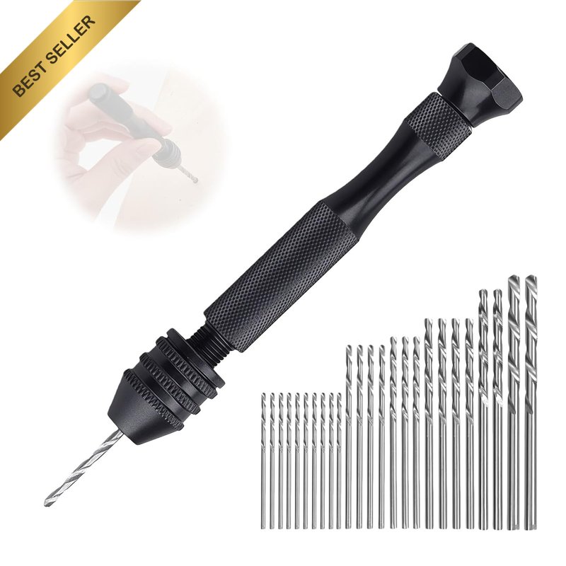 25 PCS Hand Drill Bit Set, Drill Set - Portable Micro Twist Drill Bits (0.5-3Mm)