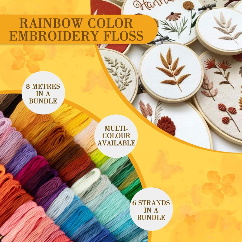 100 Colour Embroidery Thread - Rainbow Embroidery Floss Bulk Hand Embroidery Var