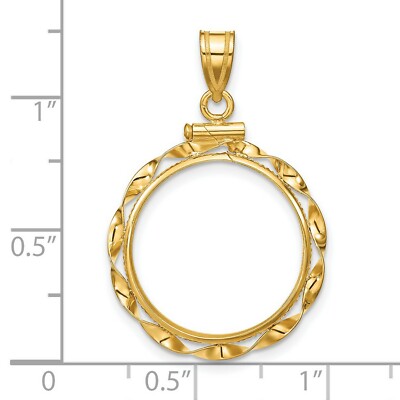 Pre-owned Jewelry Stores Network 14k Yellow Gold Twisted Ribbon Screw Top Us Dime Coin Bezel