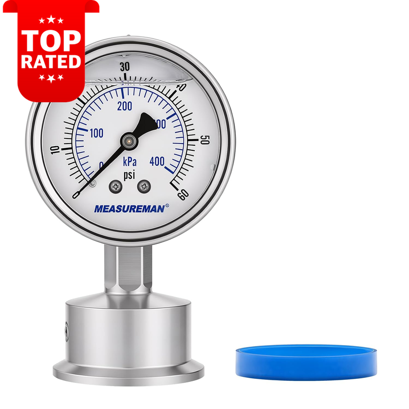 Stainless Steel Liquid Filled Pressure Gauge 0-400Kpa 0-60Psi 2.5
