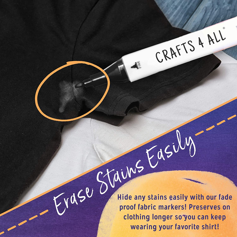 Fabric Markers for Clothes - Pack of 2 No Fade, Dual Tip Permanent Fabric Pens -