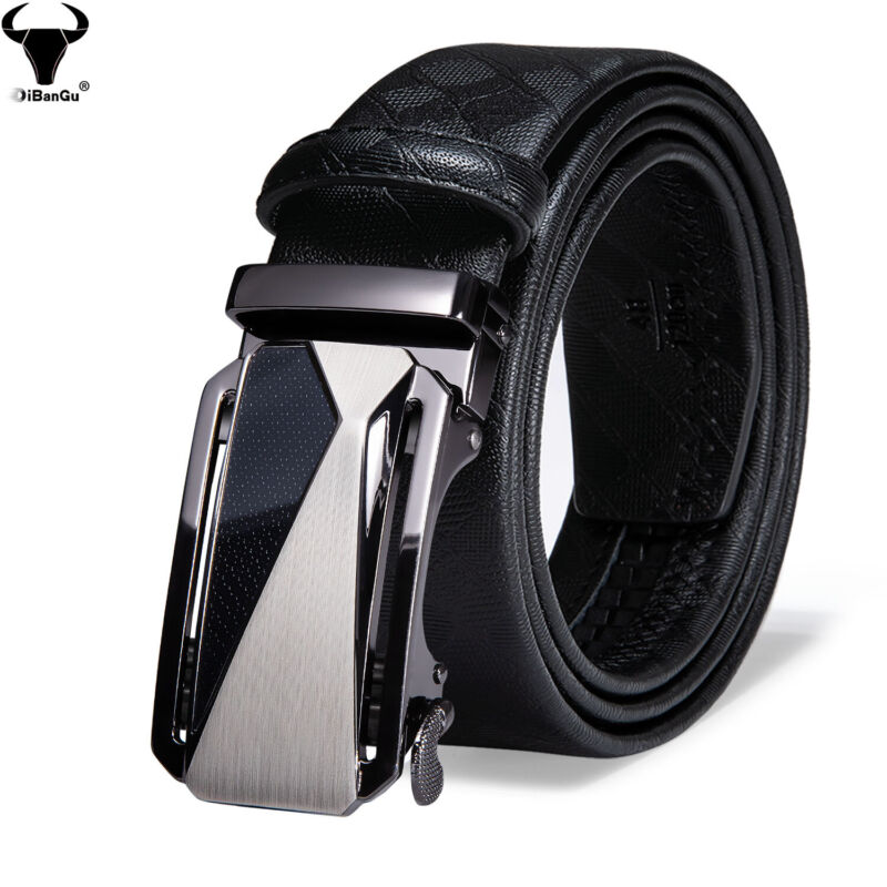 Genuine Leather Mens Ratchet Belt Belts For Men Adjustable Automatic Buckle