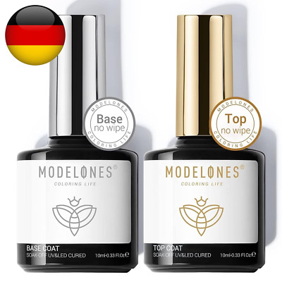 Modelones Base Coat Top Coat Gel UV LED Nagellack Set No Wipe Unterlack & Überla
