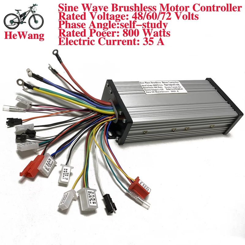 48V 52V 60V 72V 750W 800W E-bike Sine Wave Brushless Controller MAX 35A three-mo
