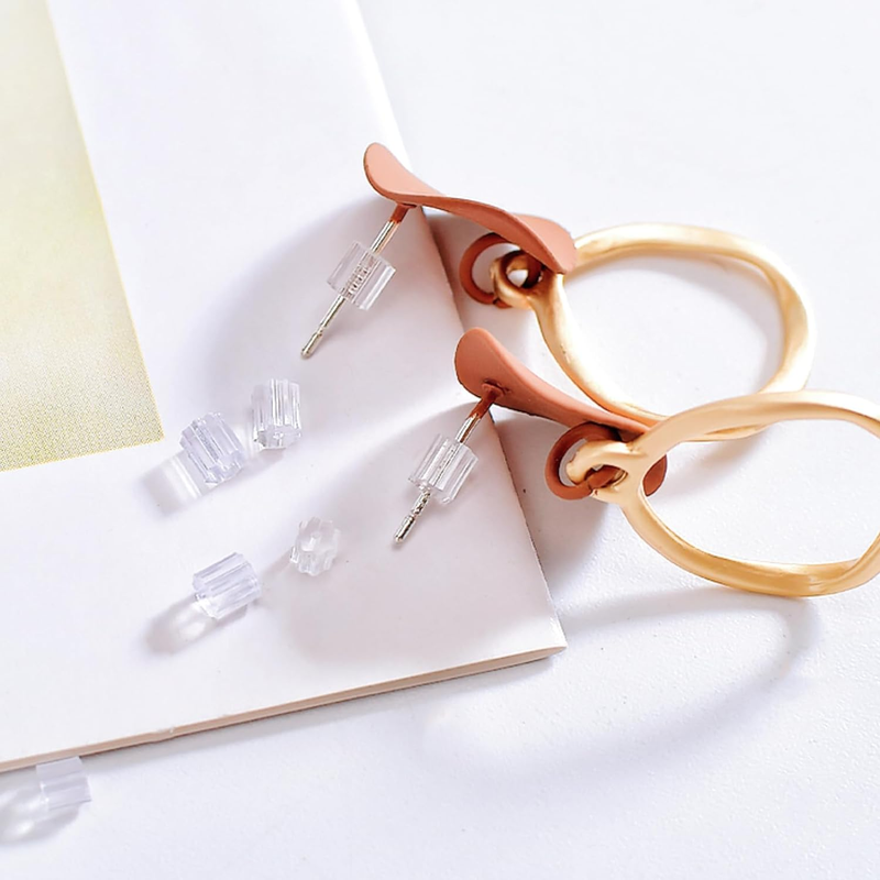 Silicone Earring Backs, 200PCS Soft Earring Stoppers, Clear Earring Backing Repl