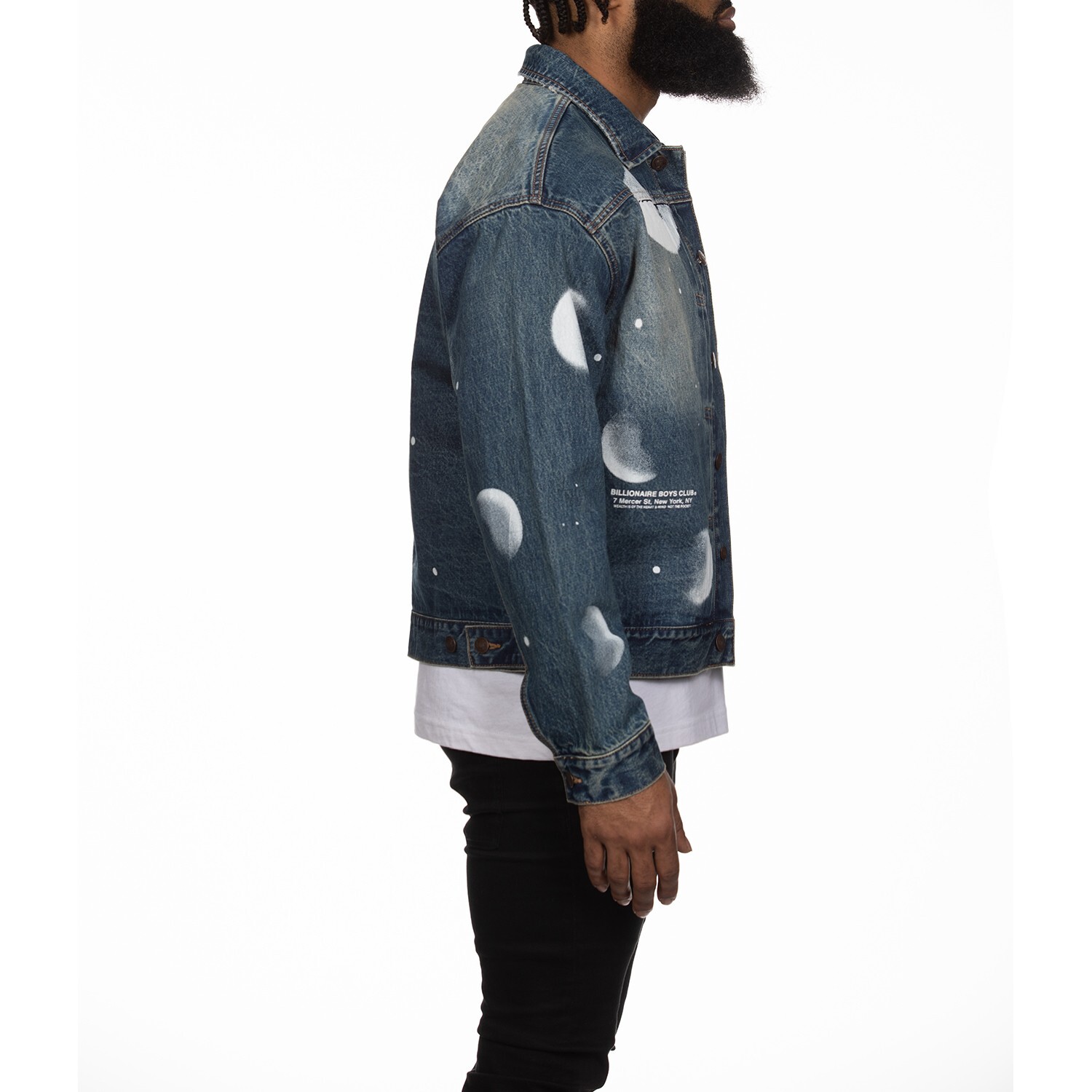 Pre-owned Billionaire Boys Club Clothing Men Denim Jacket Bb Galactica Blue Jean Jacket In Red