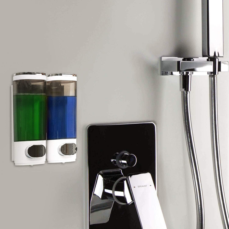 2 Pieces 600Ml Soap Dispenser Wall Mount, Manual Hand Shampoo Shower Gel Dispens