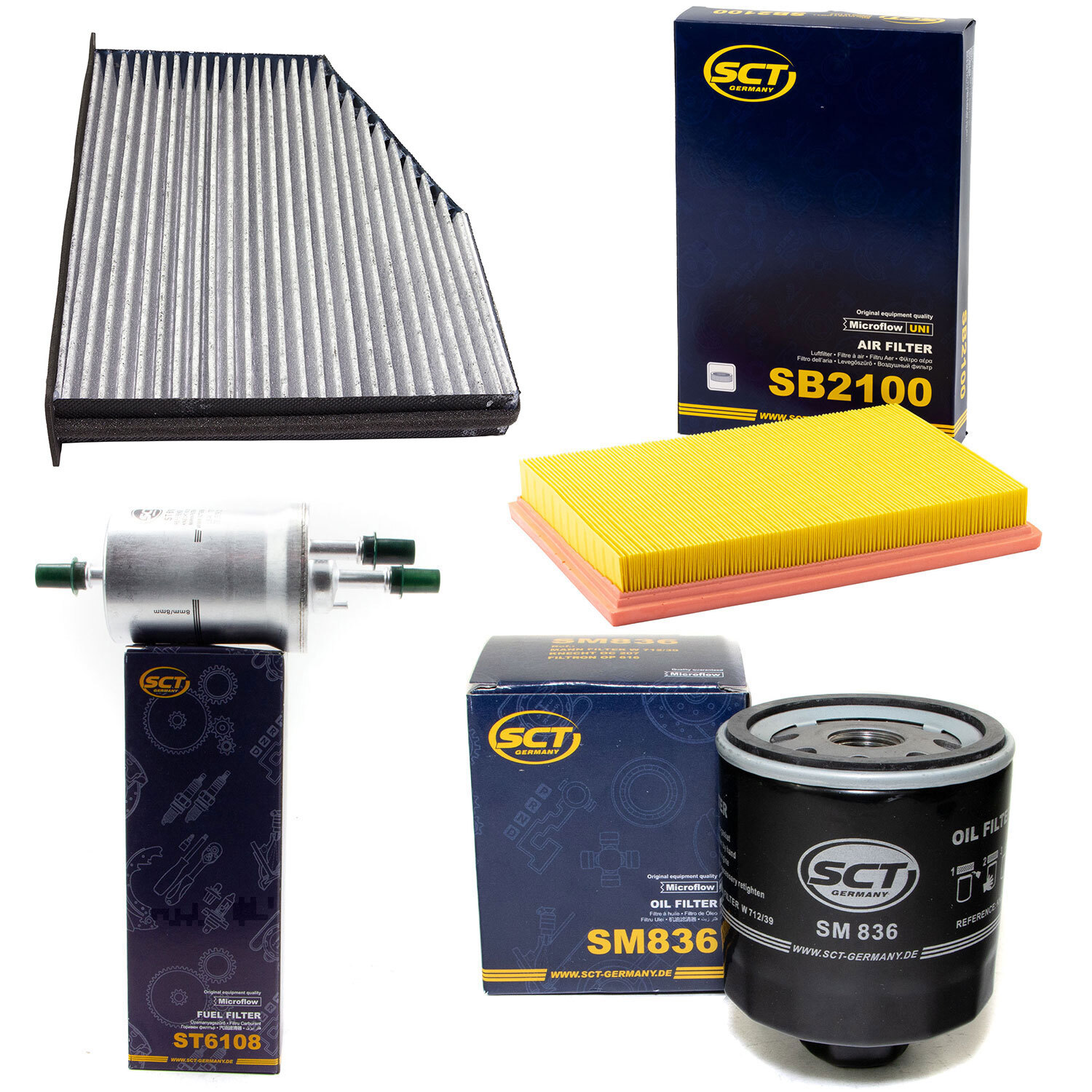 Filter Set SCT Kraftstoff- ÖL- Luft- Innenraum- für Skoda Octavia II VW Golf V