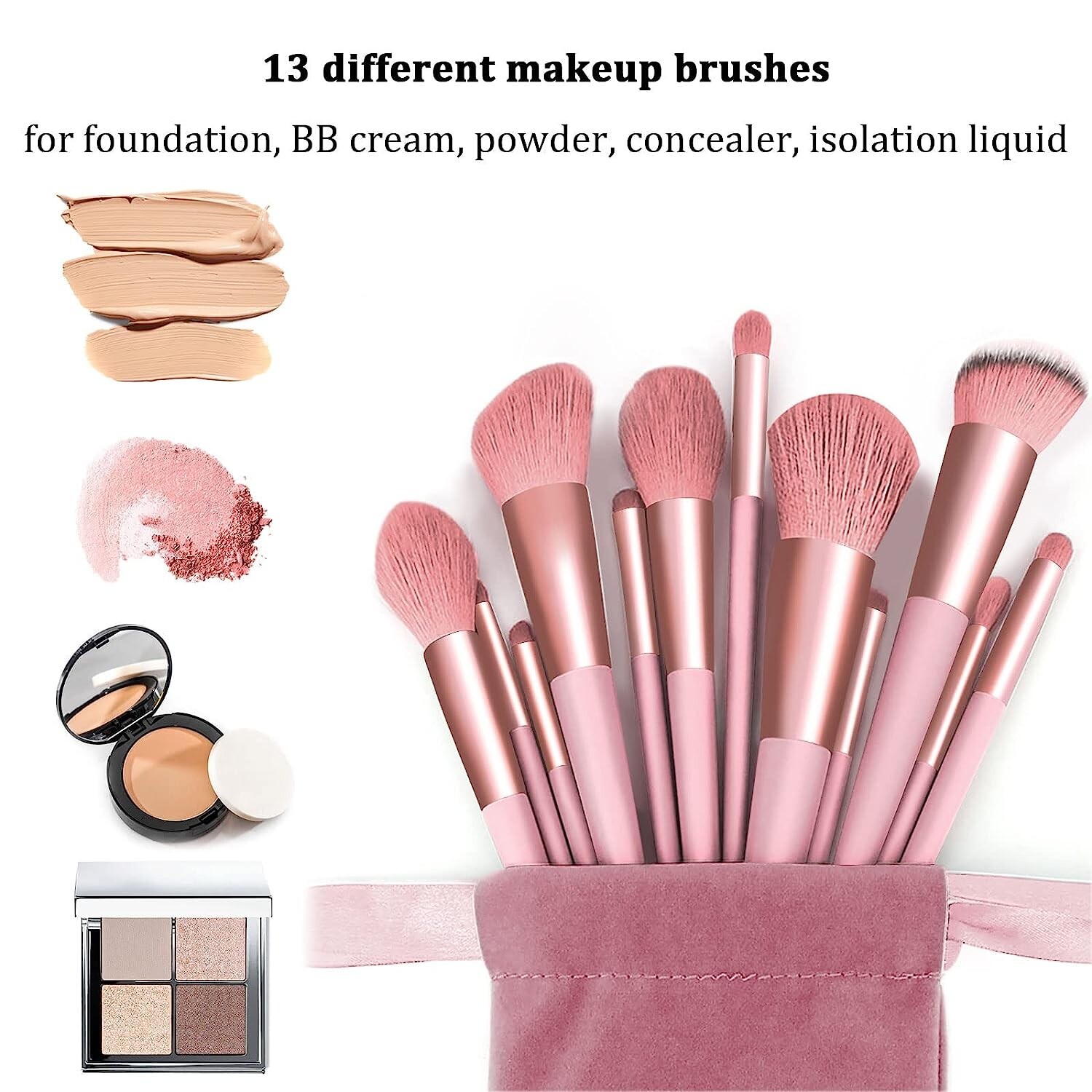 Pink Makeup Brush Set of 22 Large W/ Foundation Brush