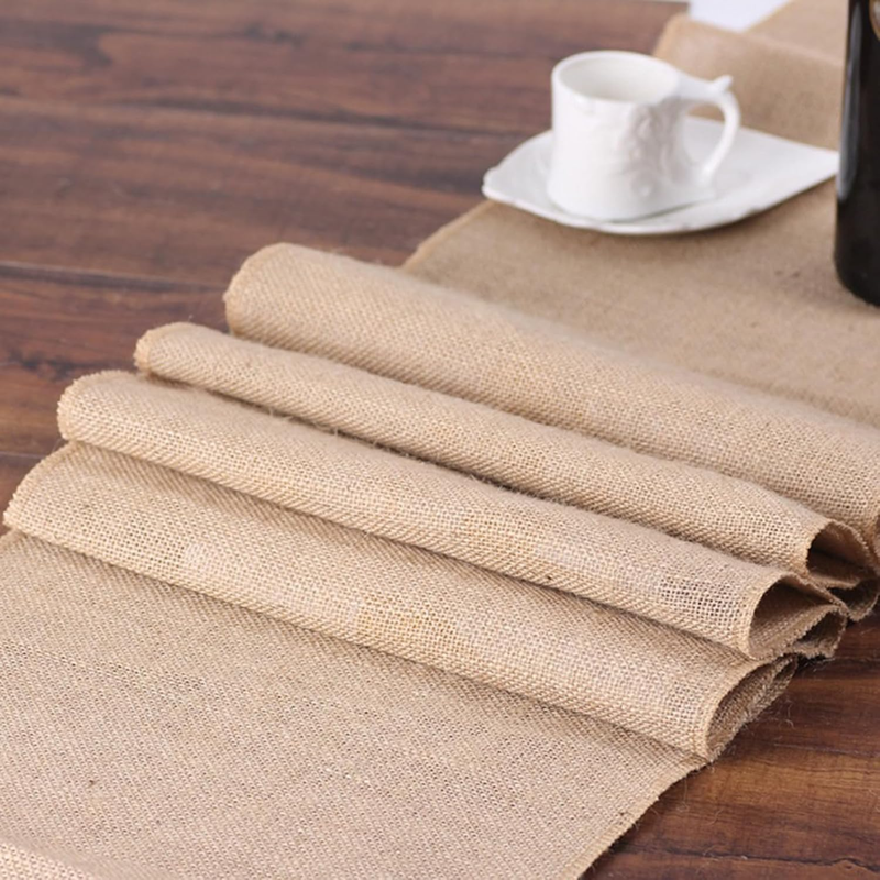 12 Pack 12" x 71" Burlap Table Runners, Rustic Jute Fabric Roll, Vintage Wedding